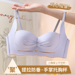 小胸聚拢无钢圈收副乳立体显大无痕加厚半杯文胸漫画胸上托内衣女