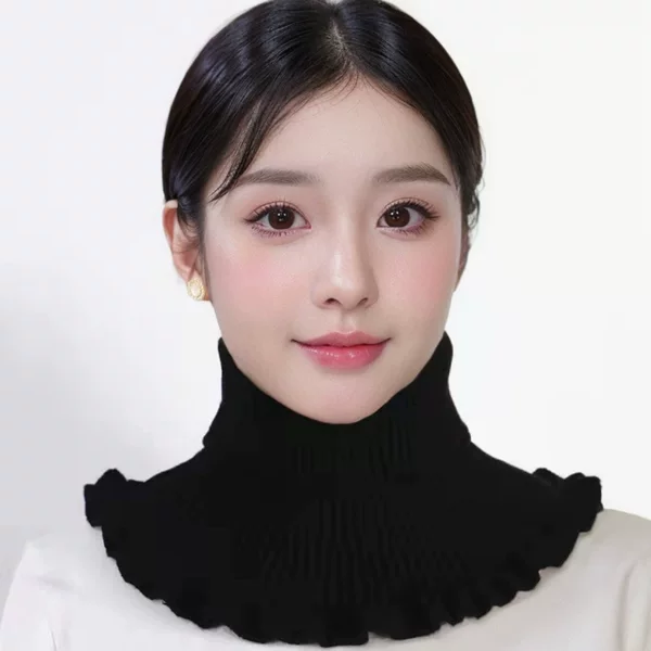 New Style Women's Neck Warmer Autumn and Winter Versatile Knitted Fake Collar Warm Double-Layer Thickened Neck Protection with Ruffled Edges