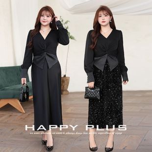 V-Neck Tight Waist Stitching Design Satin Shirt Moisturizing 8982 plus size French Design Kink Stitching Shirt