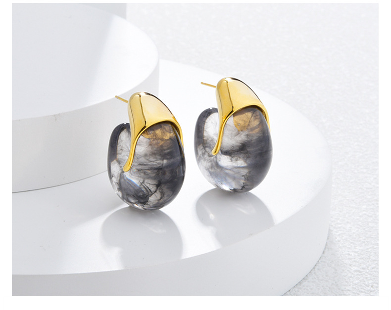 Resin, Copper Material 1 Pair Vintage Style Geometric Irregular Plating Resin Copper Ear Studs