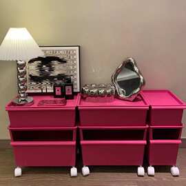 批发带轮收纳箱子小箱子小推车收纳盒带轮储物箱玩具收纳盒收纳箱