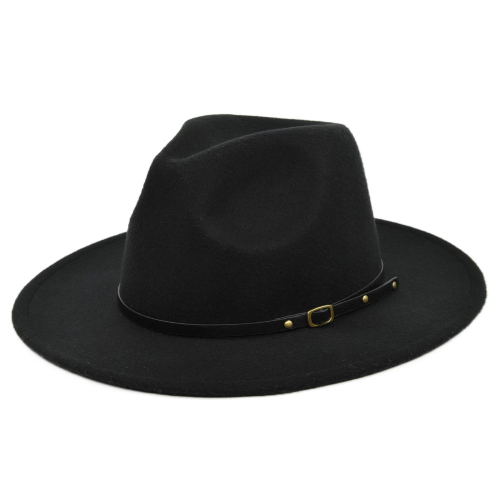 Unisex Retro Solid Color Sewing Flat Eaves Fedora Hat display picture 2