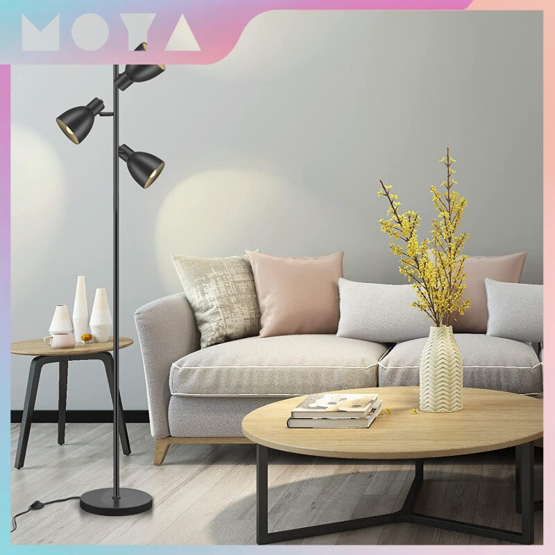 Industrial tree floor lamp with 3 adjustable heads farmhouse living room bedroom office standing lamp