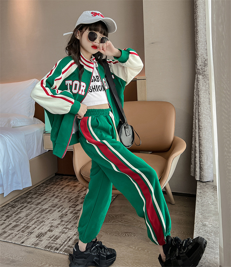 Girls' Set 2022 New Internet Popular Children's Baseball Suit Fashionable Spring and Autumn Style Explosive_voghion.com