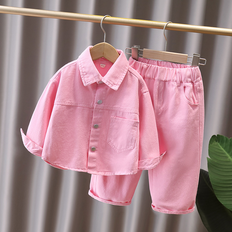 Girls' Shirts for Spring and Autumn 2026 New Stylish Pink Shirts for Children, Fashionable Pants, and Autumn Jackets for Baby Girls