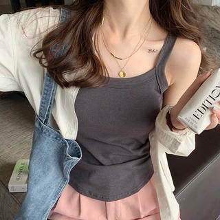 1017#简约纯棉背心带胸垫固定防走光内搭打底遮副乳无袖外穿吊带