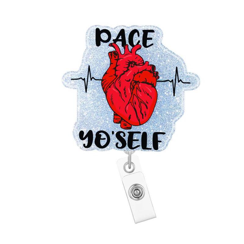Heart easy pull button pace yo 'self heart heart badge button retractable nurse fun