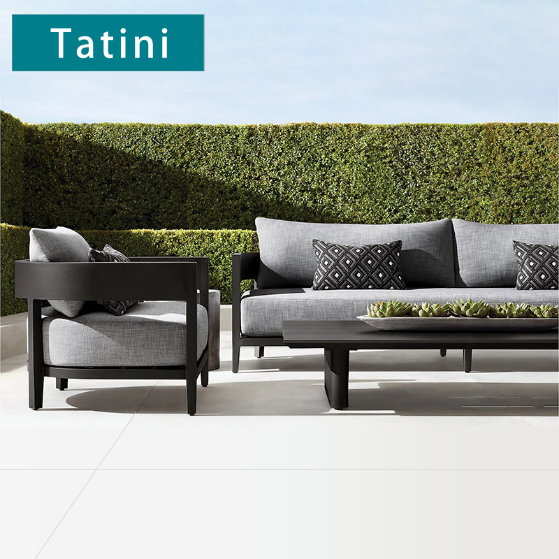 Conjunto de sofás de teca para exteriores, para patio, jardín, balcón, muebles impermeables y resistentes al sol, para hotel, villa, terraza, mesa de centro de madera maciza