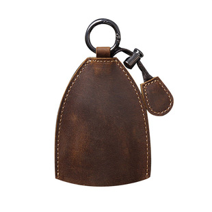 Original New Handmade Car Bag Men's Genuine Leather Retro First Layer Cowhide Distinctive Keychain Simple Embossed Bag Trendy