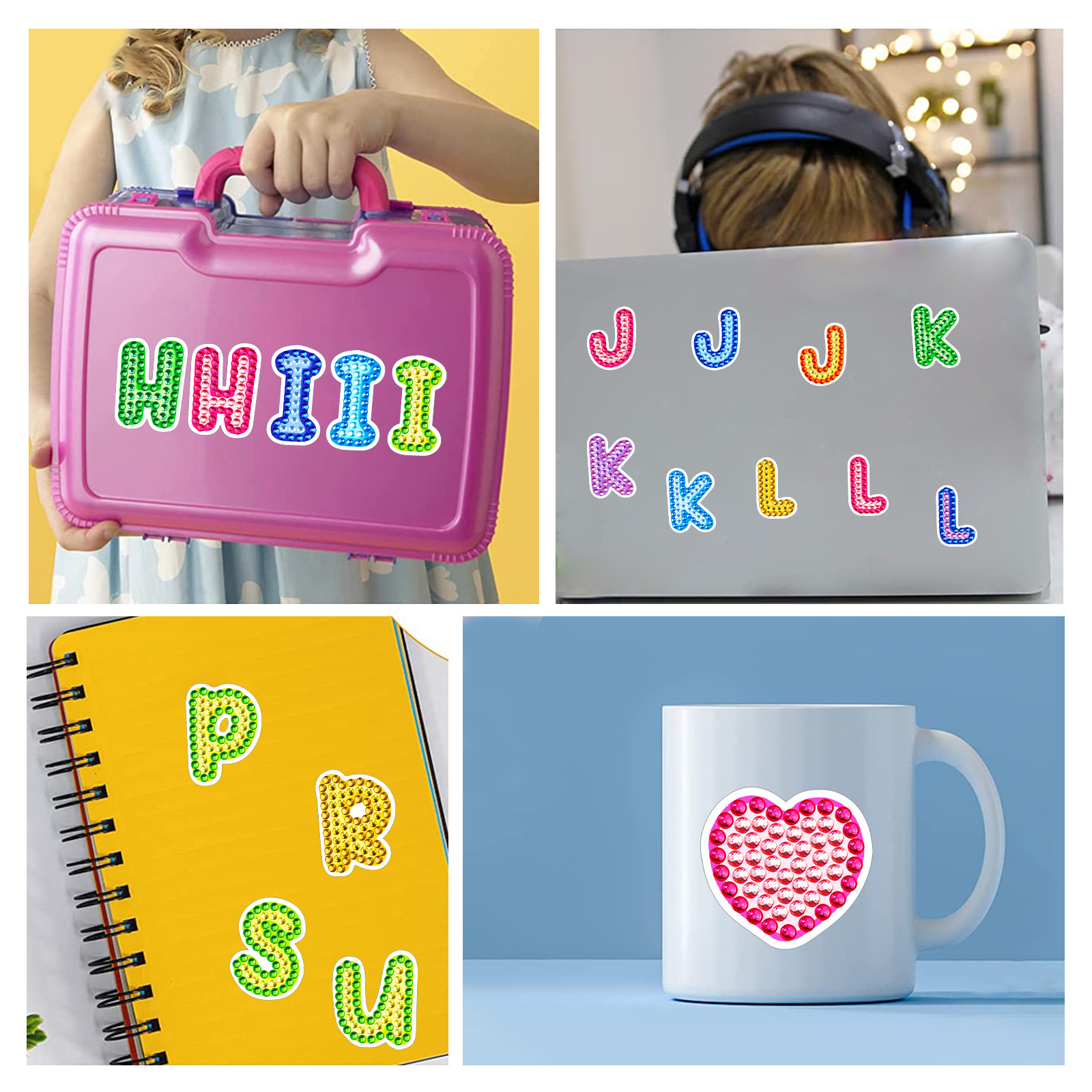 Pegatinas educativas DIY de diamantes con alfabeto inglés de 26 letras para niños, arte transfronterizo, venta al por mayor