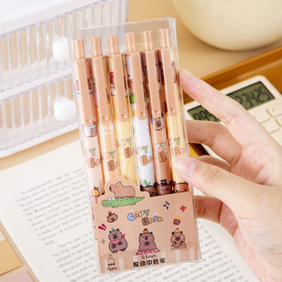Creative 6 Boxed Cute Buddha Capybara Press Black Gel Pen Student Prize Award Gift Period