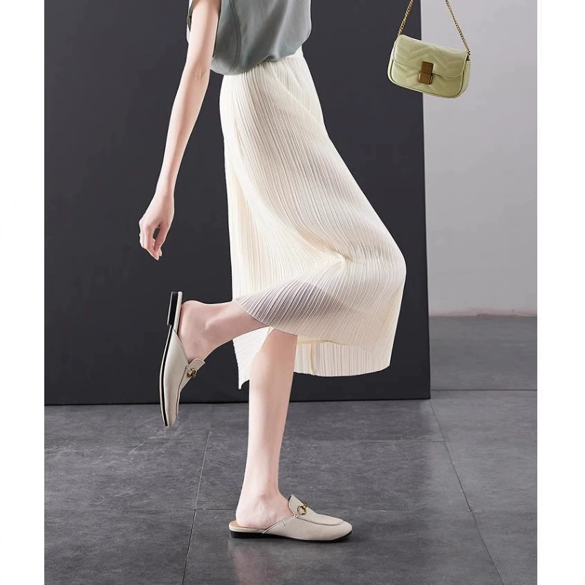 Новая летняя модная элегантная юбка-плиссе прямого кроя с завышенной талией, универсальная, стройнящая, для женщин, тонкая, 2025 год