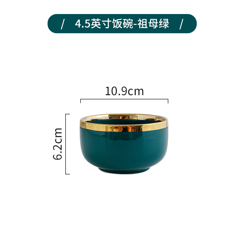 Nórdico borde dorado hogar vajilla de cerámica traje creativo tazón combinación ins viento neto arroz rojo tazón plato fideos