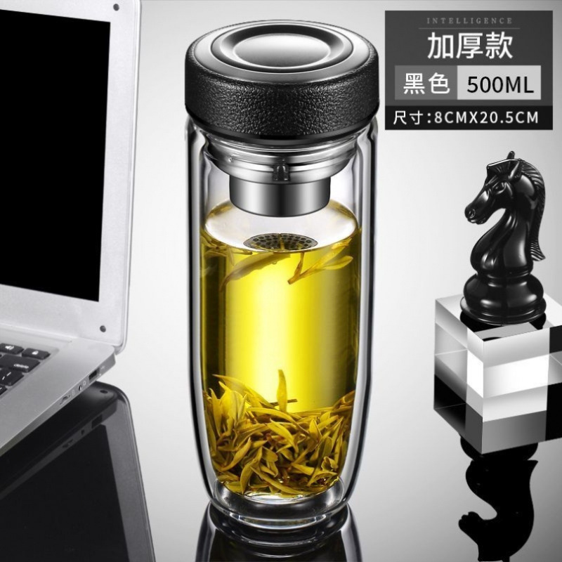 双层中空钢化玻璃杯摔不烂的保温水杯茶水分离男士防摔耐高温无|undefined