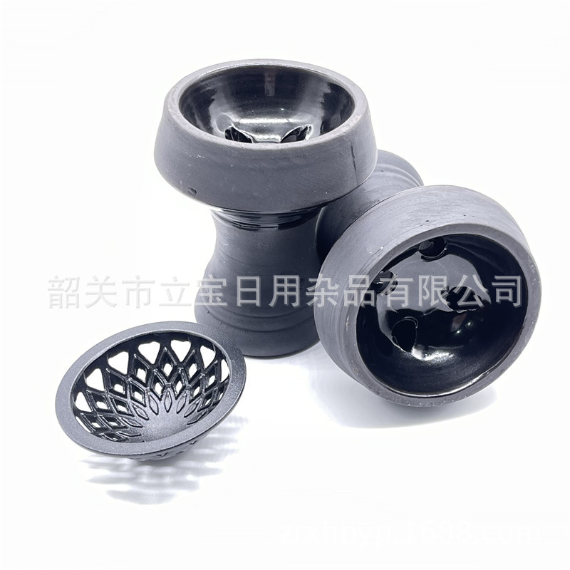 跨境貨源電商水煙陶瓷煙鍋shisha hookah bowl黑色陶瓷KS 陶土pot