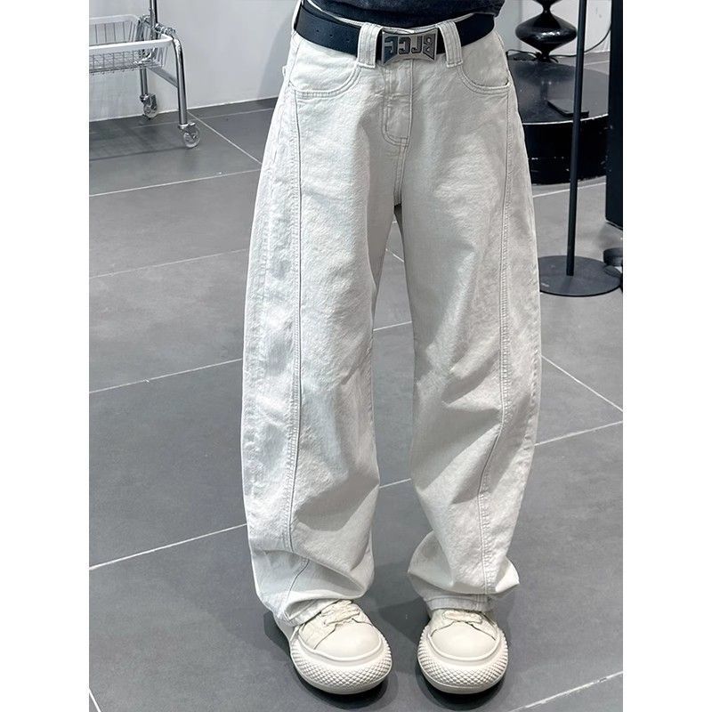 White Jeans Men's Summer New High-End Scimitar Pants Loose Straight Work Jeans