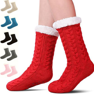 Cross-border European and American Warm Socks Autumn and Winter Thickened fleece-lined Sleep Socks Dispensing Non-slip Socks Carpet Floor Socks