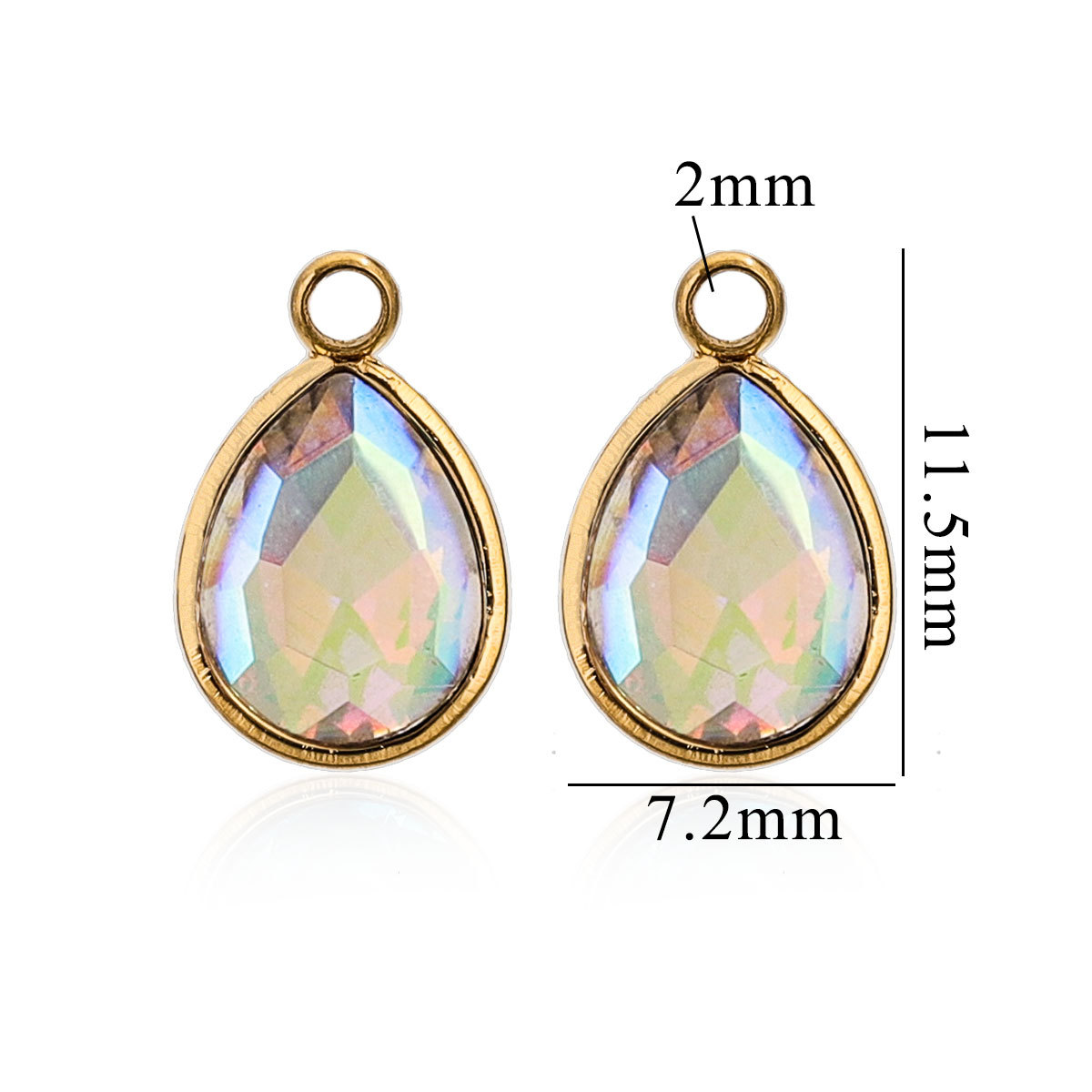 Acero inoxidable vidrio cristal colgante gotas de agua gemas de color colgante de acero titanio accesorios de joyería DIY