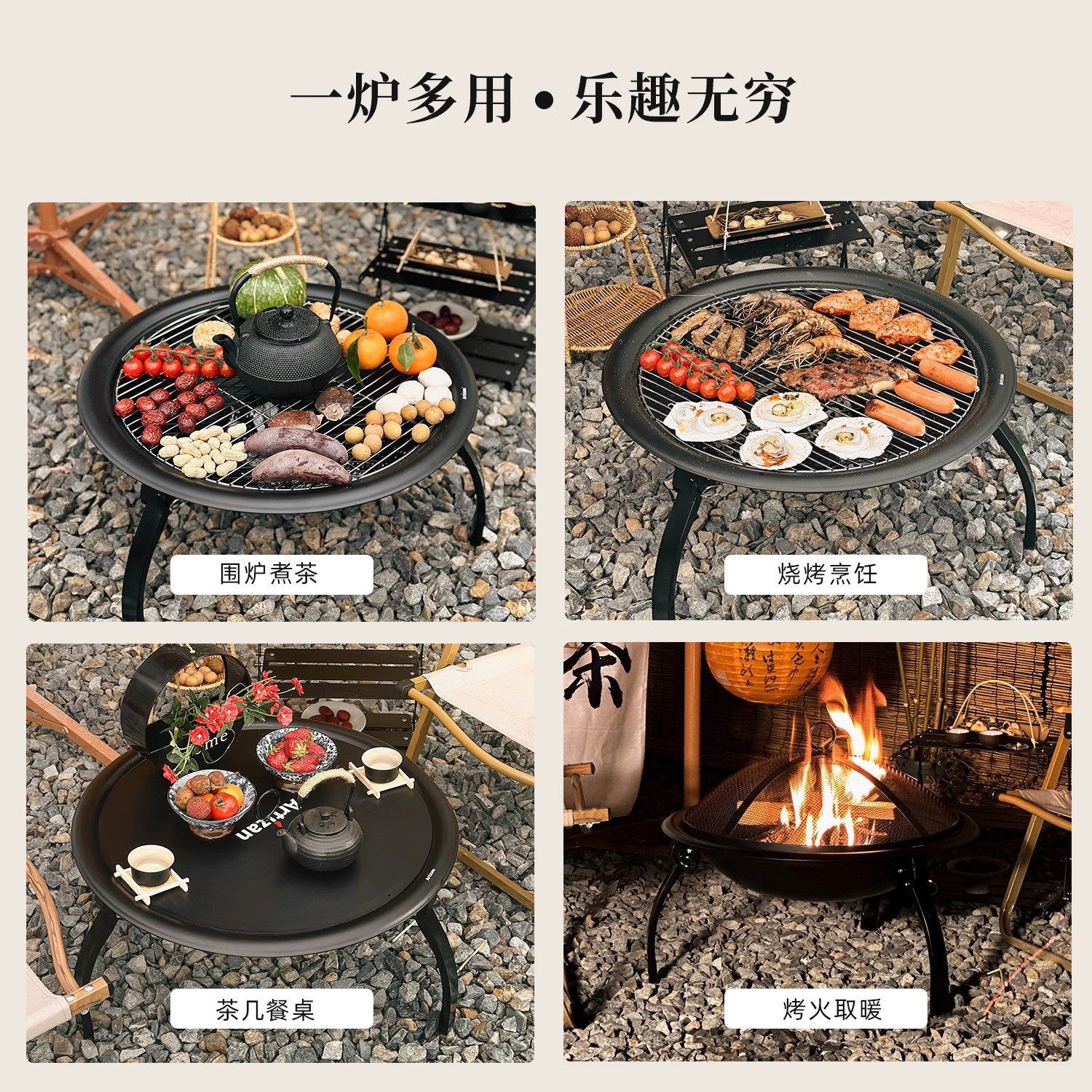 Artesanos al aire libre horno de barbacoa cuenca de fuego plegable horno de carbón para hervir té horno de calefacción parrilla de barbacoa mesa de camping