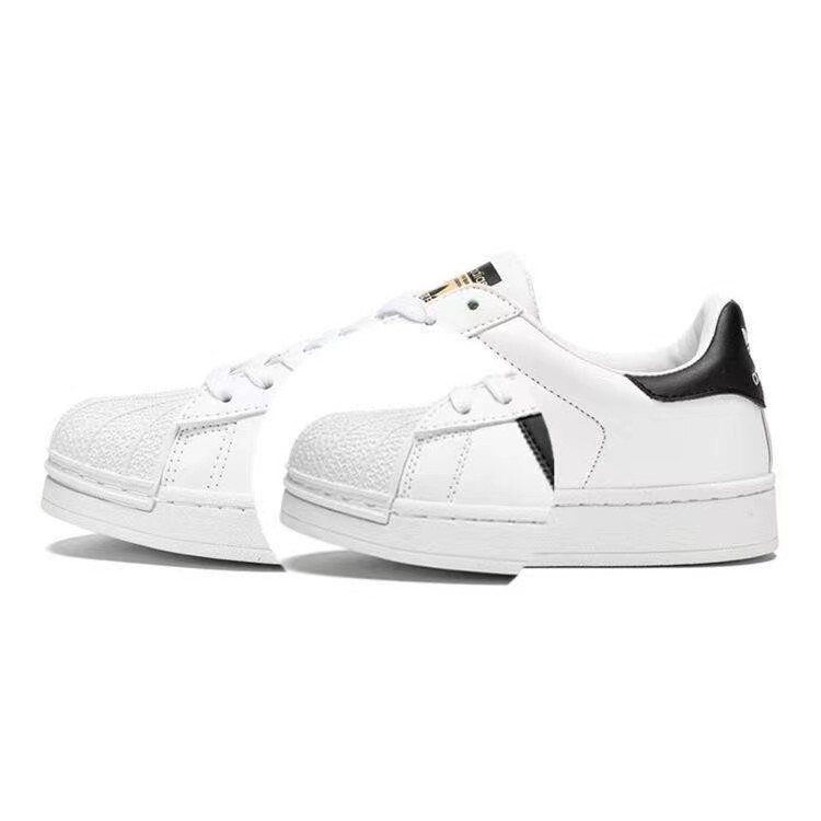 Shell-Toe Gold Label White Sneakers for Men and Women, Casual Black and White Laser Flat Shoes, Couple Shoes, Adidas Classic Models for Men and Women