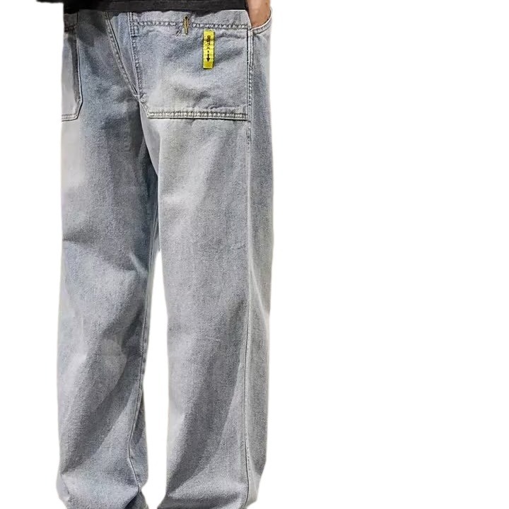 Otoño nuevo estilo jeans marca de moda para hombres American High Street pantalones anchos casuales de todo fósforo rectos sueltos