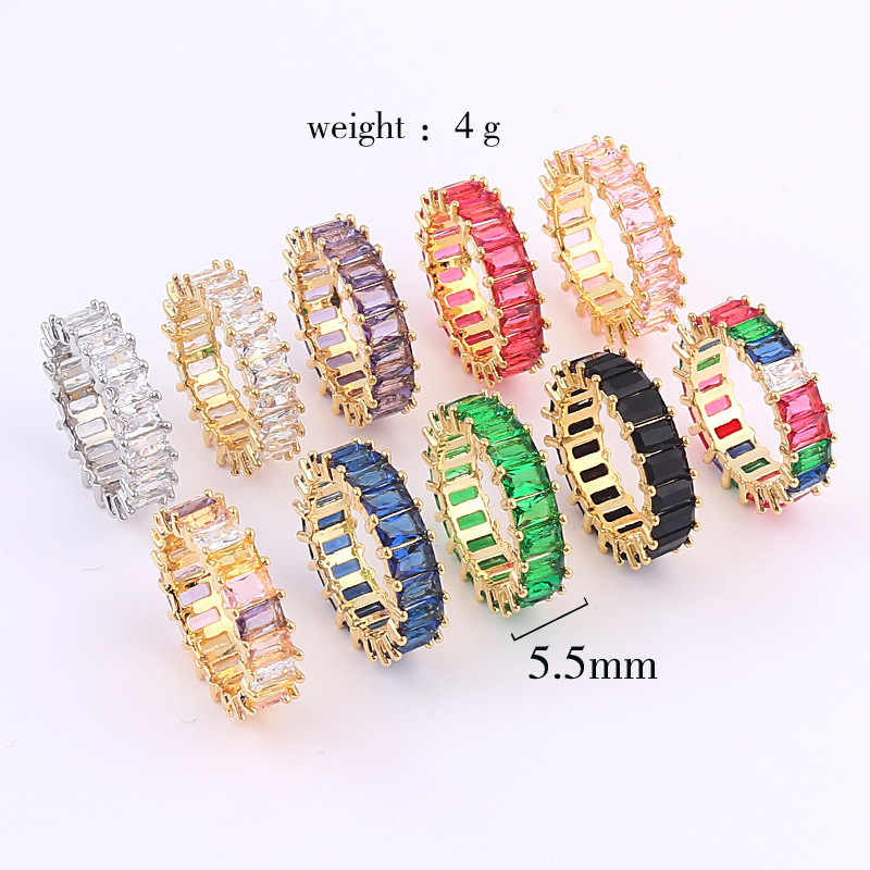 Fashion Geometric Copper Rings Inlay Zircon Copper Rings