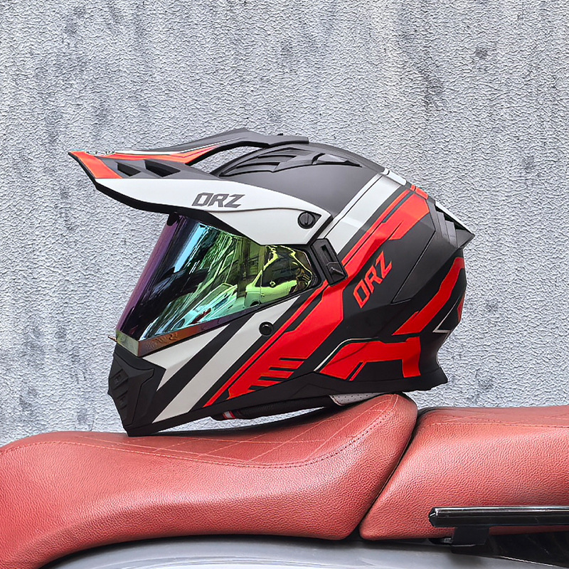 Cascos de Motocicleta Transfronterizos, Cascos de Carretera, Cascos de Una Sola Lente para Hombres y Mujeres, Cascos Integrales de Rally para Carretera y Todoterreno, Cascos para Viajes de Larga Distancia en Motocicleta