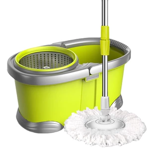Rotating Mop Bucket Set - 1 Year Durability - Super Fine Fiber - Double Drive - Plastic Tray - 100% New Material