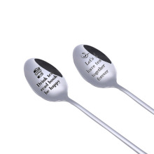 跨境热销 情侣朋友奶茶勺家庭餐具咖啡勺汤匙不锈钢勺子礼品勺