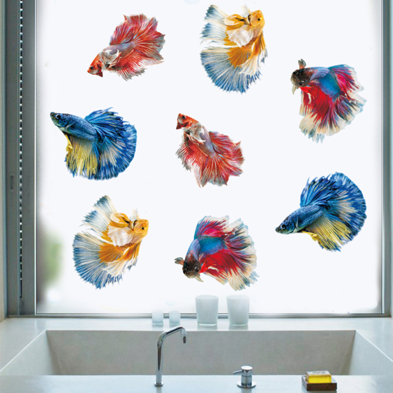 Wall Stickers Self Adhesive Waterproof Stickers Bedroom Stickers Colorful Fish Bathroom Bathtub Cabinet Toilet Home Decor Waterproof