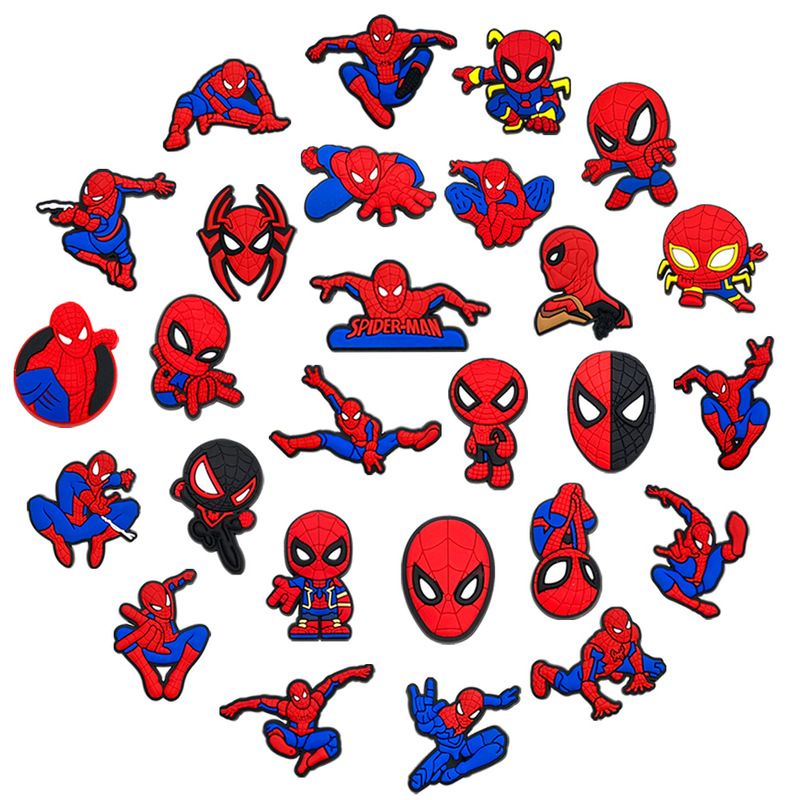 Cartoon Spider-Man Croc Shoe Charms Marvel Hero PVC Soft Rubber Shoe Buckles Children's Garden Shoes DIY Decoration Accessories Cartoon Spider-Man Croc Shoe Charms Marvel Hero PVC Soft Rubber Shoe Buckles Children's Garden Shoes DIY Decoration Accessories