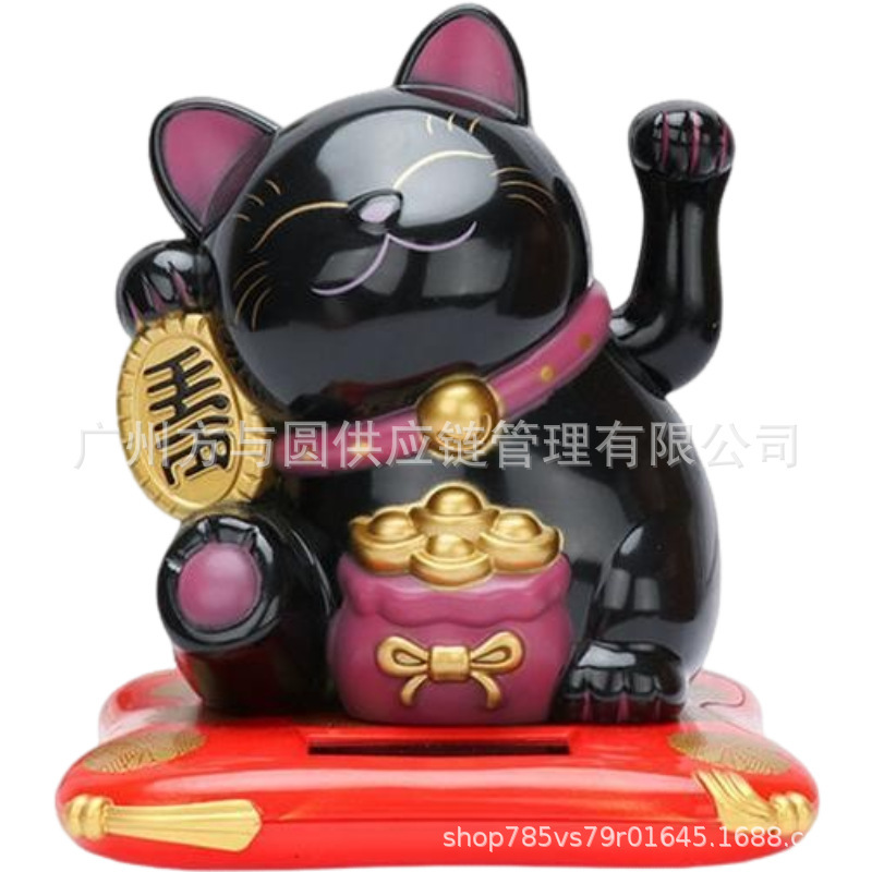 [Large] 5.5-inch solar wave waving Cats Store Front Desk Decoration Cute Rich Crafts