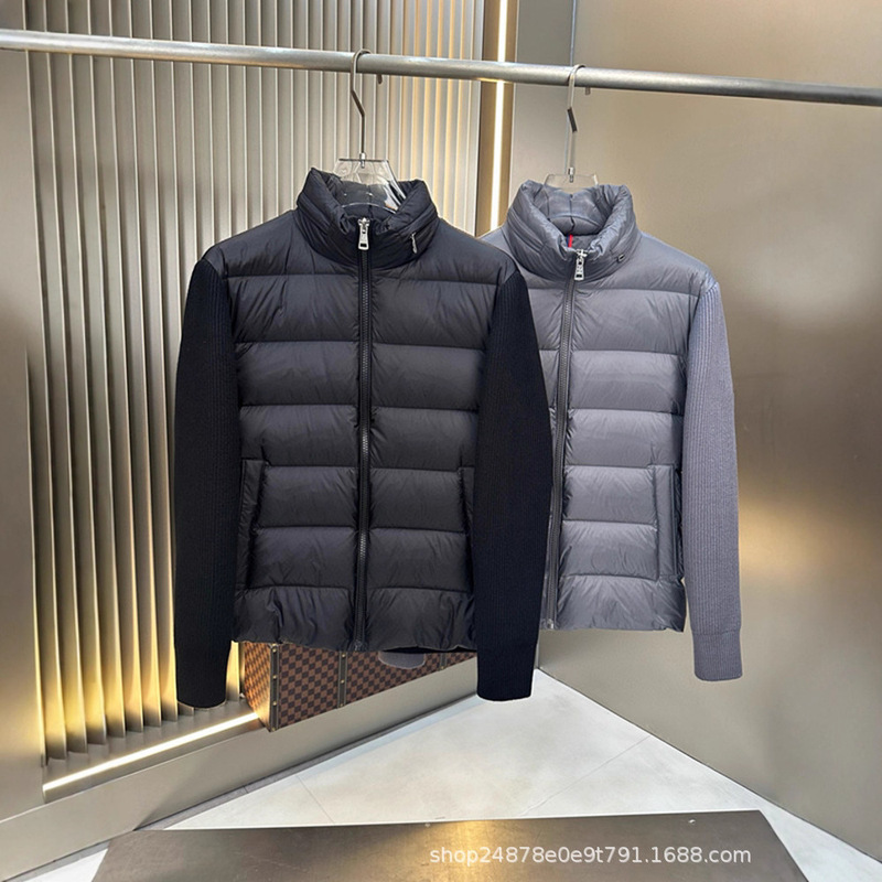 Correct Version in Stock High-Quality m Brand New Autumn and Winter Men's Patchwork Knit Stand Collar down Jacket Coat Correct Version in Stock High-Quality m Brand New Autumn and Winter Men's Patchwork Knit Stand Collar down Jacket Coat