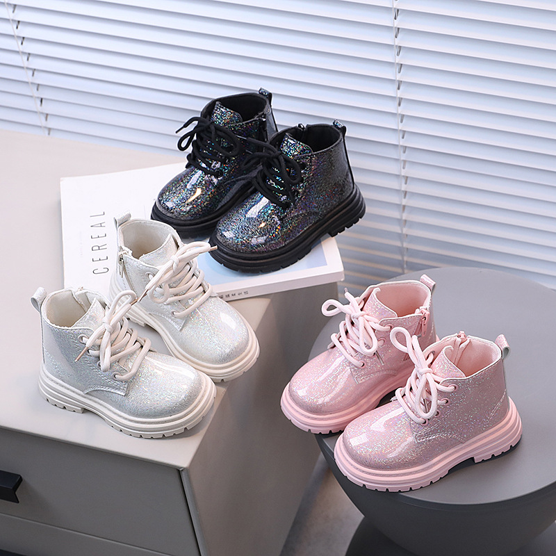 Children's Martin Boots Autumn and Winter New Style Boys' Baby Shoes Leather Short Boots Front Lace-Up Girls' Fashion Boots