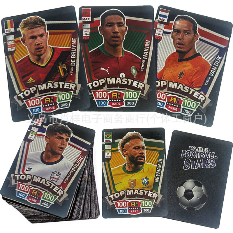 Tarjetas transfronterizas Europa League Tarjetas Estrellas de la Copa del Mundo Tarjetas Estrellas Periféricas Tarjetas de fútbol Inglés 55 Tarjetas de lámina de oro