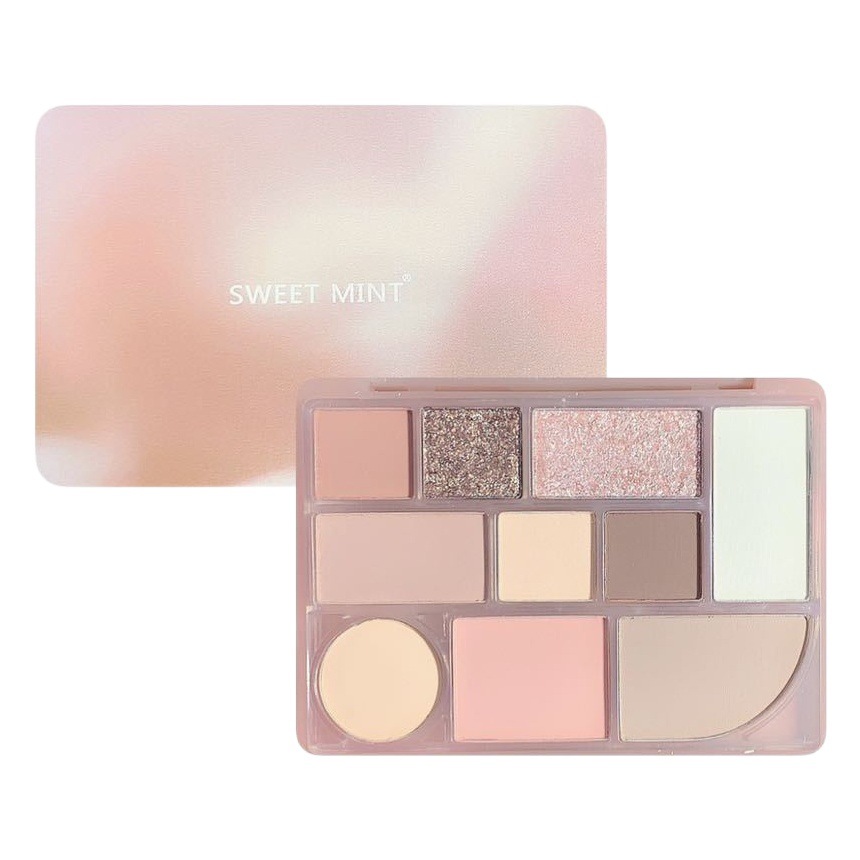 Dulce menta diez colores maquillaje placa completa mate color de la tierra perla brillo reparación de la sombra de ojos placa integrada