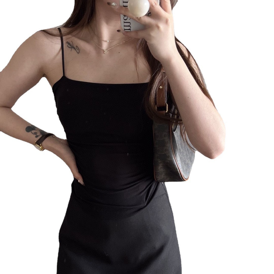 Belleza de primavera y verano, chaleco de tirantes para mujer, ropa interior y exterior con almohadilla para el pecho, ropa interior integrada, chaleco de fondo de color sólido de todo fósforo