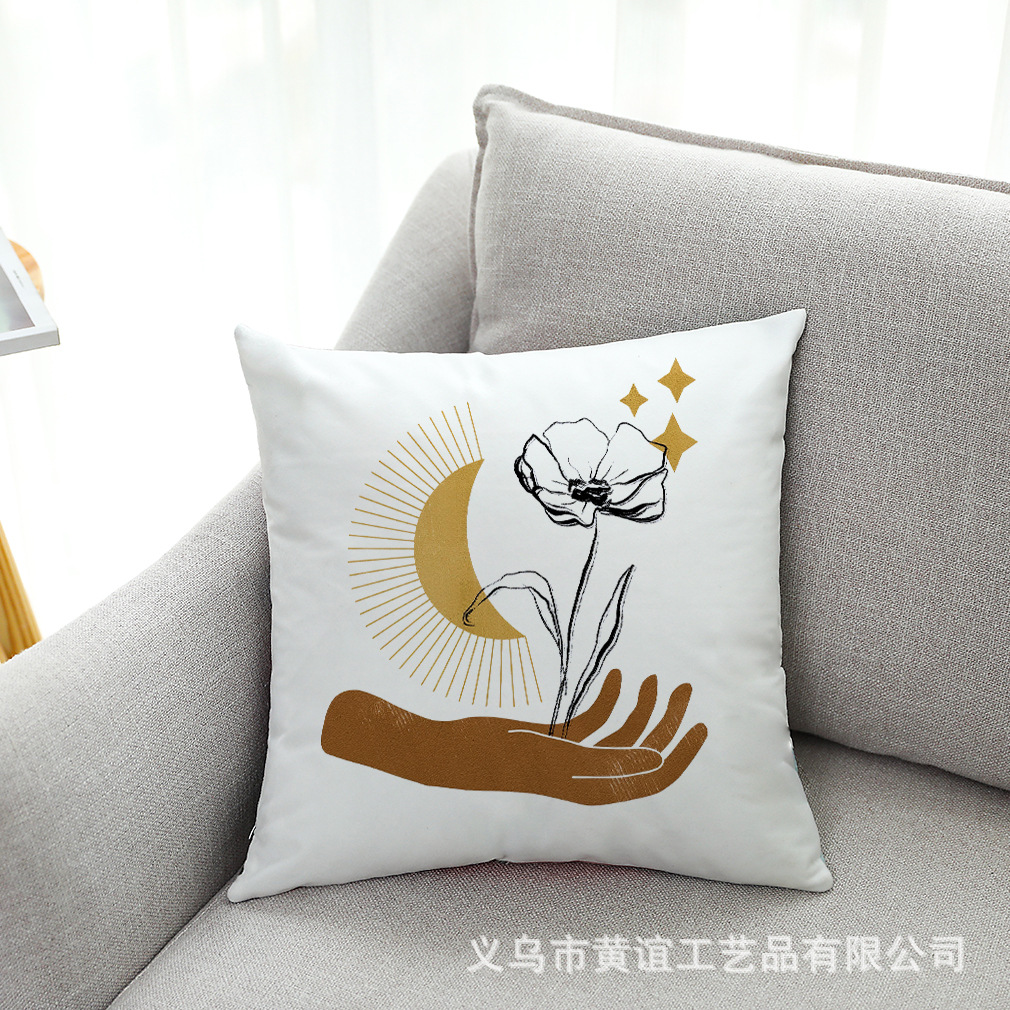 亚马逊 跨境热销爆款简约太阳超柔绒抱枕套汽车抱枕沙发抱枕靠垫