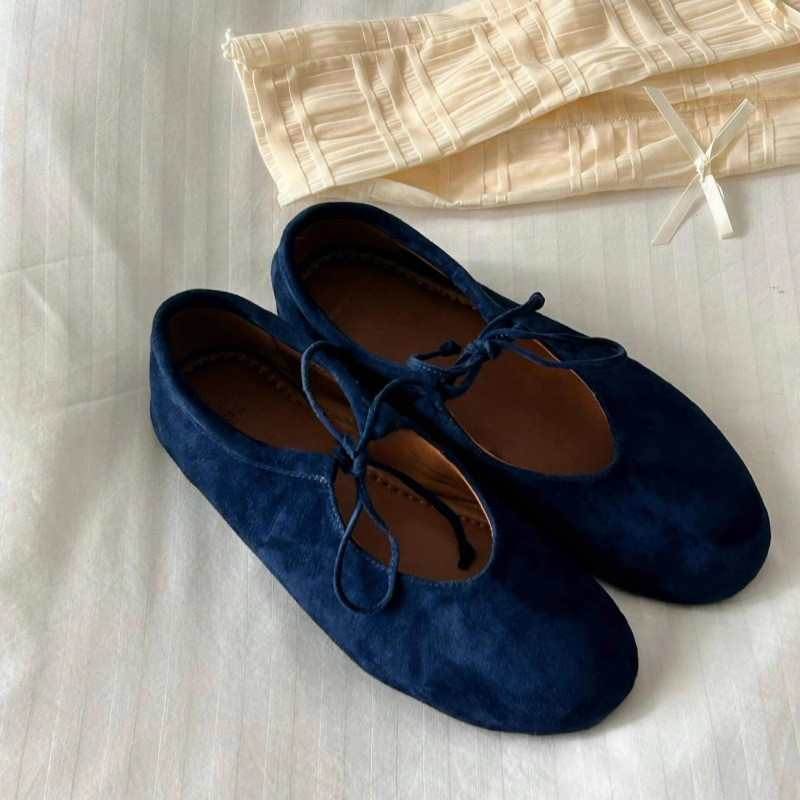 In Stock 2025 Spring Summer New Lace-Up Bow Ballet Soft Sole Mary Jane Versatile Shallow Mouth Single Shoes_vogvips.com