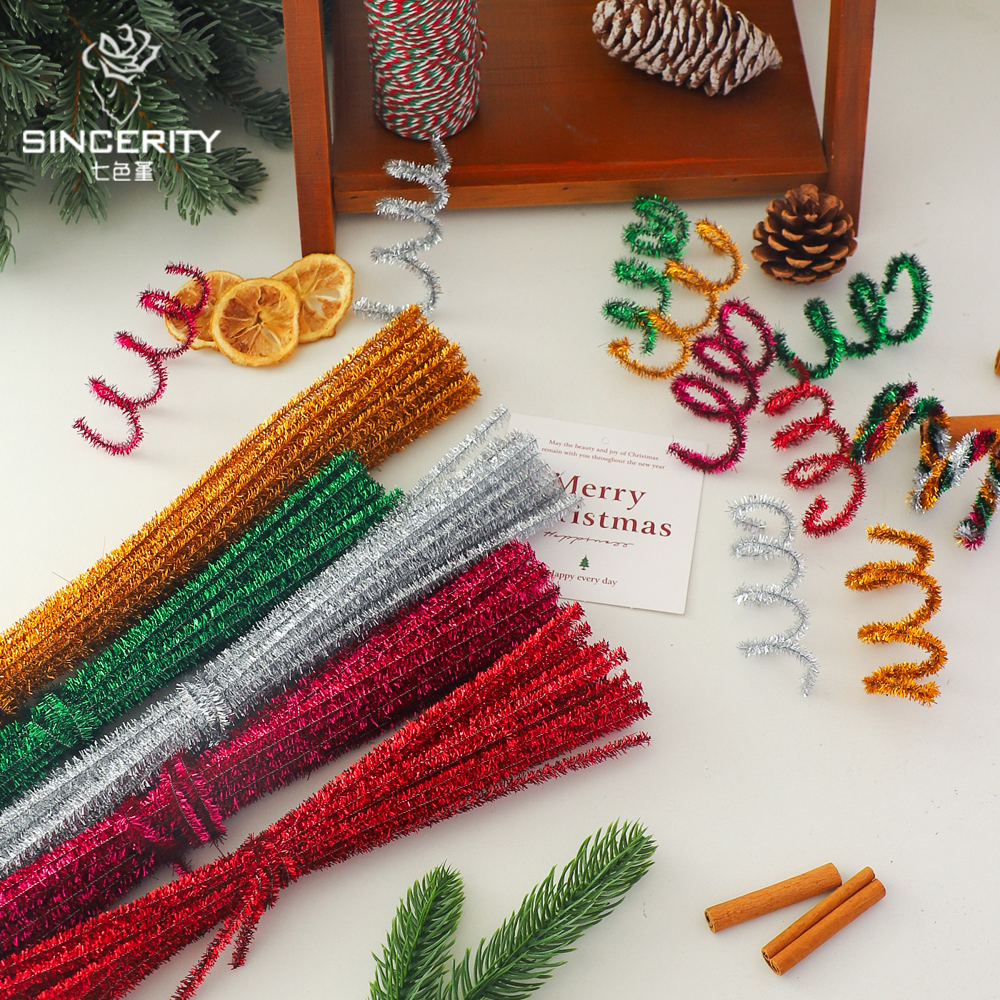 Navidad de siete colores cordier cebolla dorada twist stick diy hecha a mano accesorios de Navidad regalo embalaje de regalo