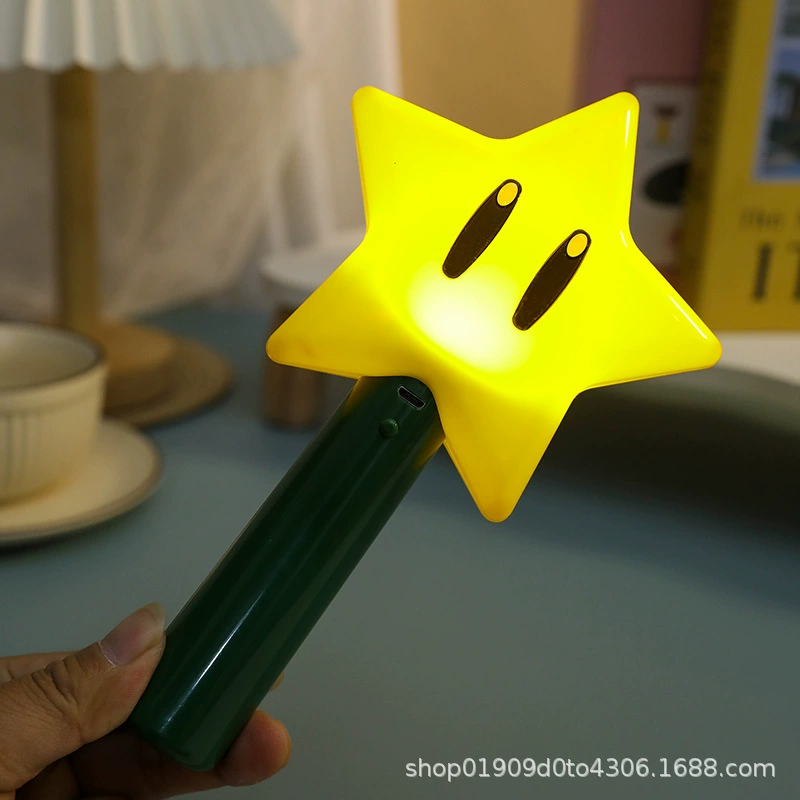 Mario handheld star night light rechargeable desktop lamp hand lamp light props led lamp rechargeable