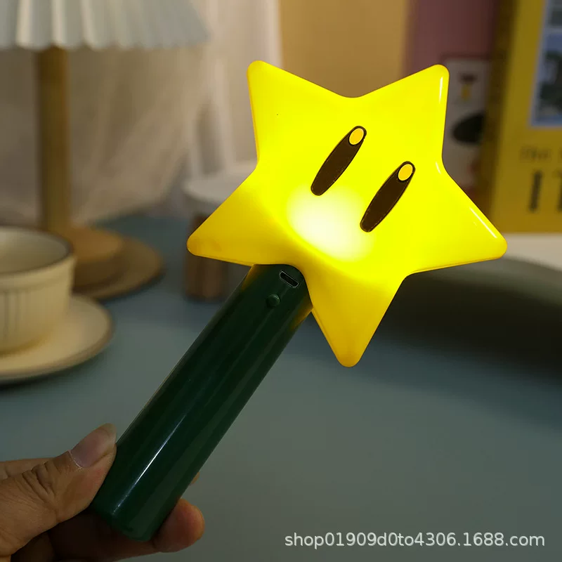 Mario handheld star night light rechargeable desktop lamp hand lamp light props led lamp rechargeable