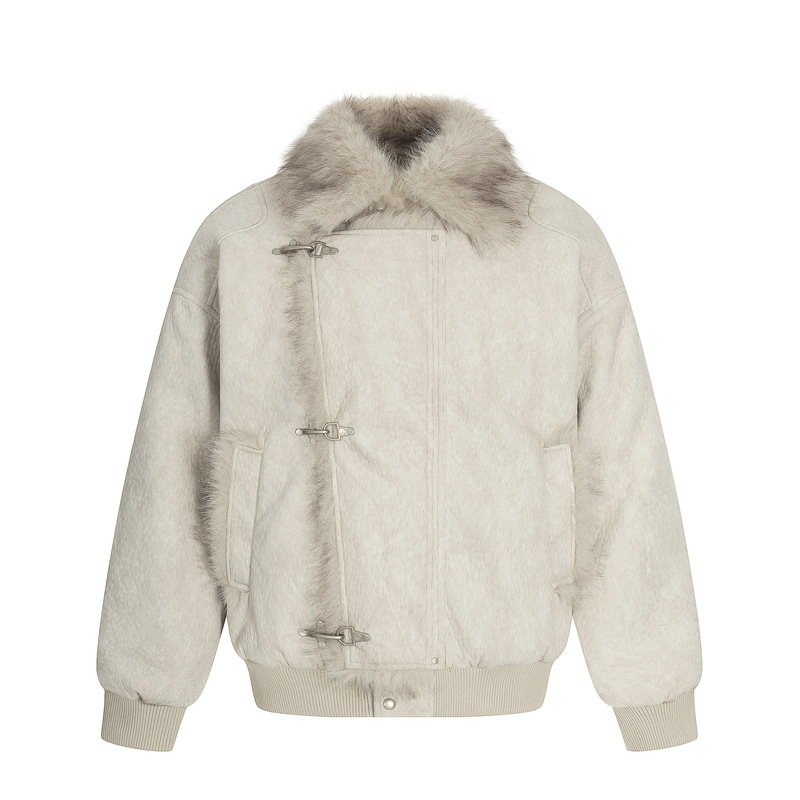 New 2025 Winter Street Fashion Men's Cotton-Padded Clothes No-Iron Treatment Cardigan Youthful Popular Fur Collar Cotton-Padded Jacket 06