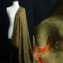 真丝香云纱花萝面料双面提花桑蚕丝双面提花服装连衣裙旗袍裙面料