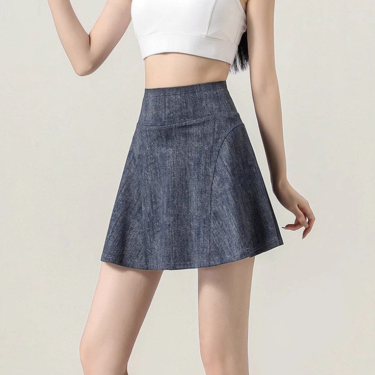 Yoga Denim Short Skirt for Women 2026 Spring New Style Anti-Exposure Fitness Skirt High-Waisted Slimming Skirt