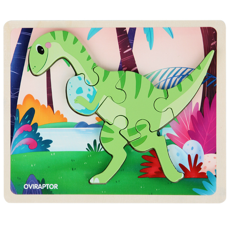 Rompecabezas de dinosaurio cognitivo de dibujos animados transfronterizos para niños nuevos juguetes educativos para bebés rompecabezas tridimensional al por mayor