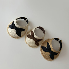 秋南 韓國兒童草帽夏季ins蝴蝶結女童遮陽帽寶寶帽子防曬帽太陽帽