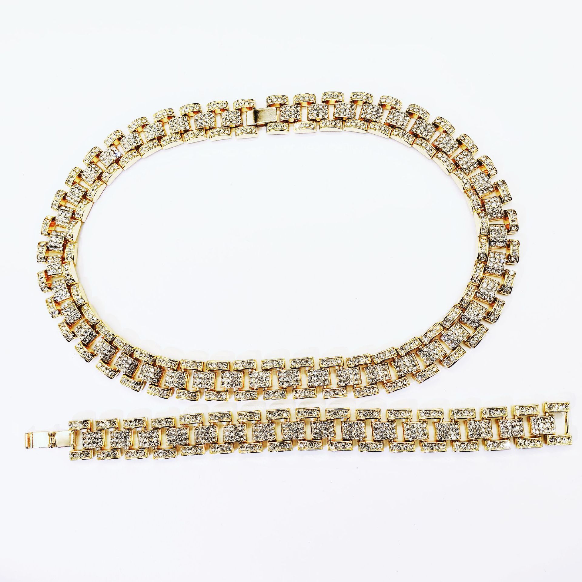 Hip Hop Trendy Cuban with Diamond Bracelet 16mm Watch Chain for Men and Women Hiphop Necklace_voghion.com