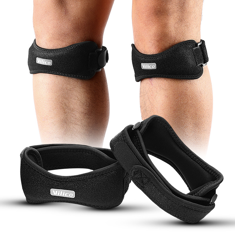 Deportes al aire libre ajuste de presión bidireccional correa de rótula silicona amortiguación conducción carrera baloncesto menisco protección rodillera