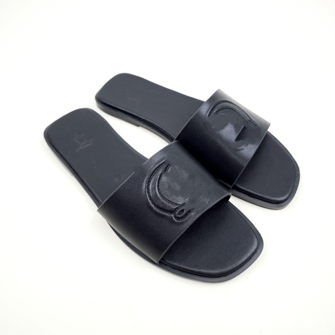 Japan ladies slippers新款印花P字母平底拖鞋非洲日本外贸女鞋